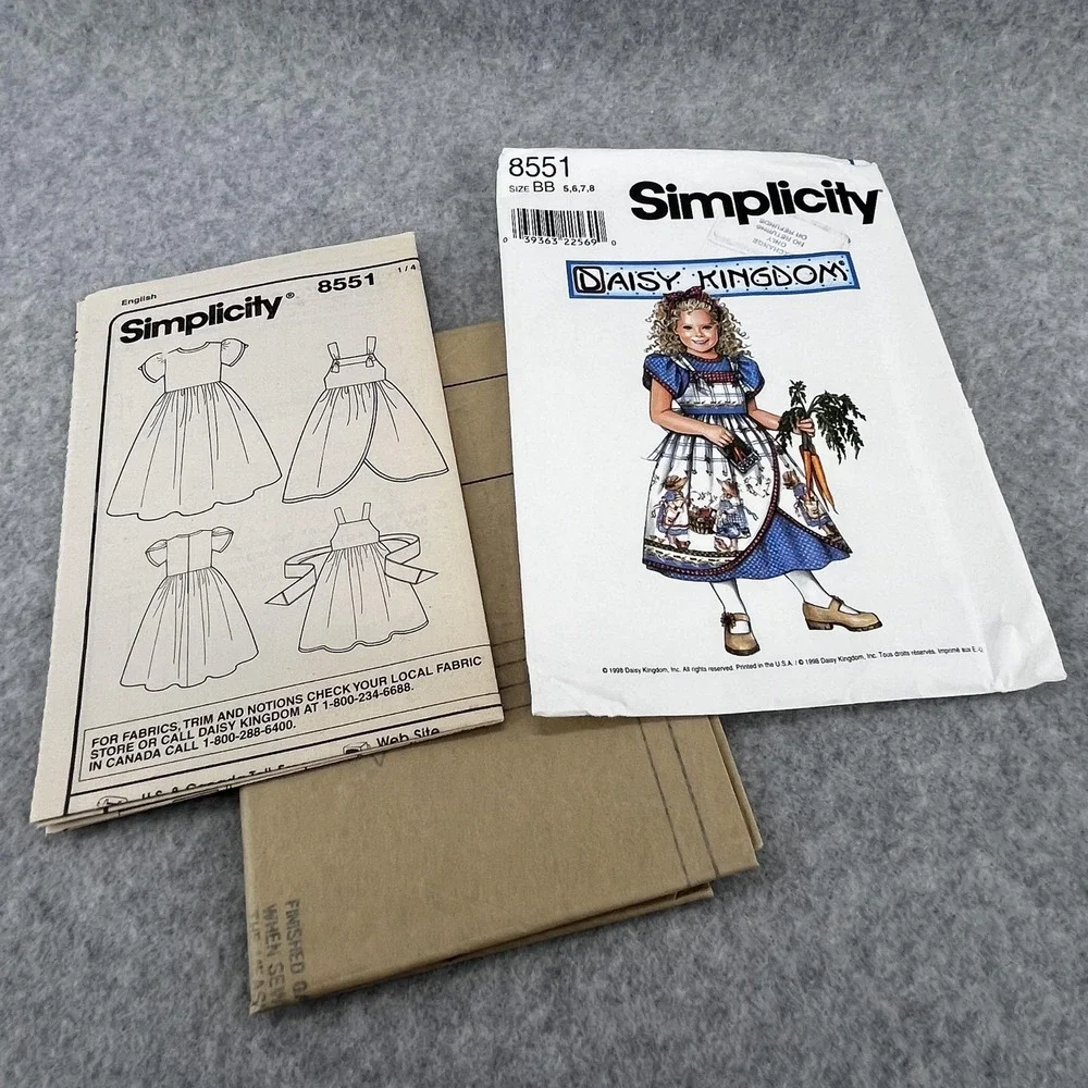 Uncut Simplicity Daisy Kingdom 8551 Girls Dress Pinafore BB 5-8 Sewing Pattern‎